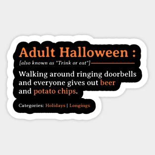 Adult Halloween Meaning - Dictionary Style Sticker